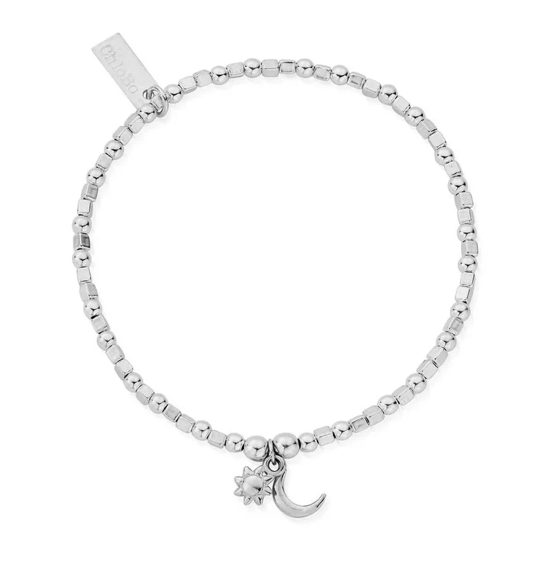 Mini Cube Dainty Moon & Sun Bracelet