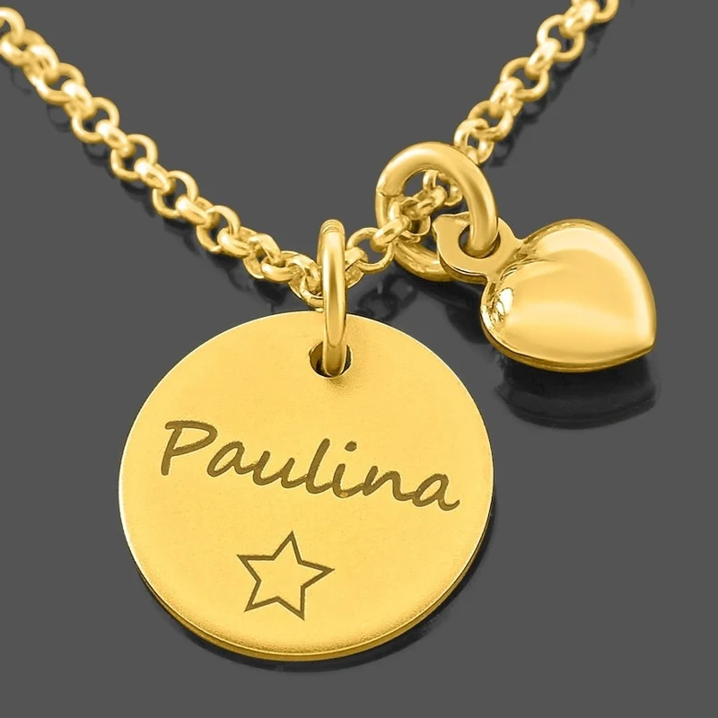 DAMENSCHMUCK GOLD MUTTER KETTE STERNENKIND NAMENSKETTE GOLD HERZ STERN
