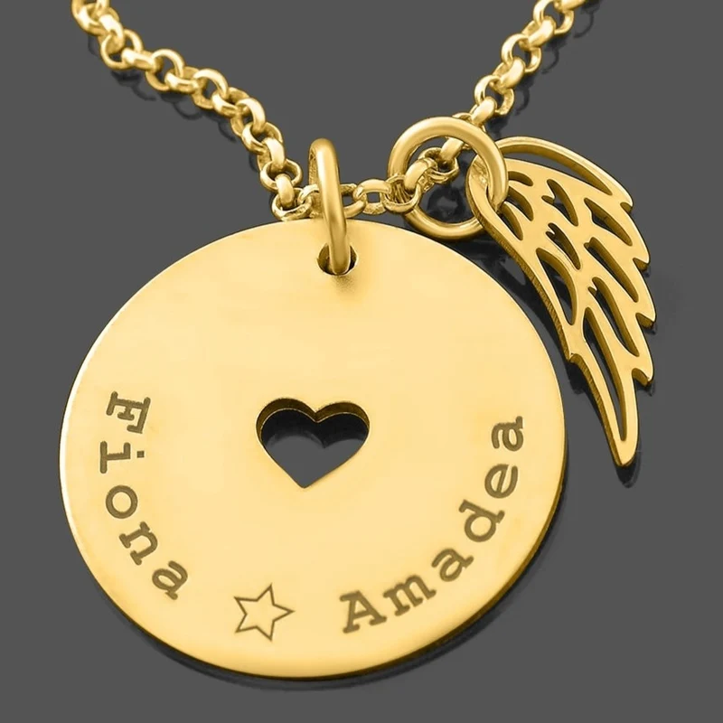 NAMENSKETTE DAMEN GOLD FAMILIENSCHMUCK KETTE STERNENKIND GRAVUR HALSKETTE