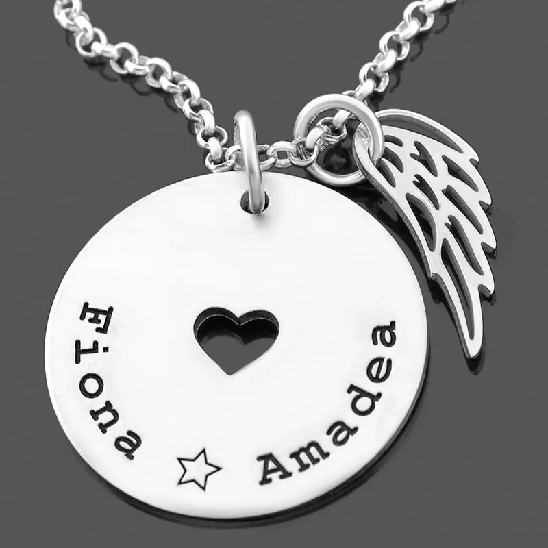 SILBERSCHMUCK MIT GRAVUR NAMENSKETTE MIT FLÜGEL 925 SILBER HALSKETTE DAMEN