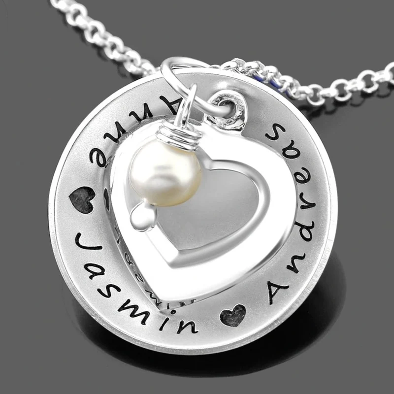 KETTE MIT NAMEN DAMEN SILBERSCHMUCK GRAVUR FAMILIENKETTE HERZ GESCHENK MAMA OMA