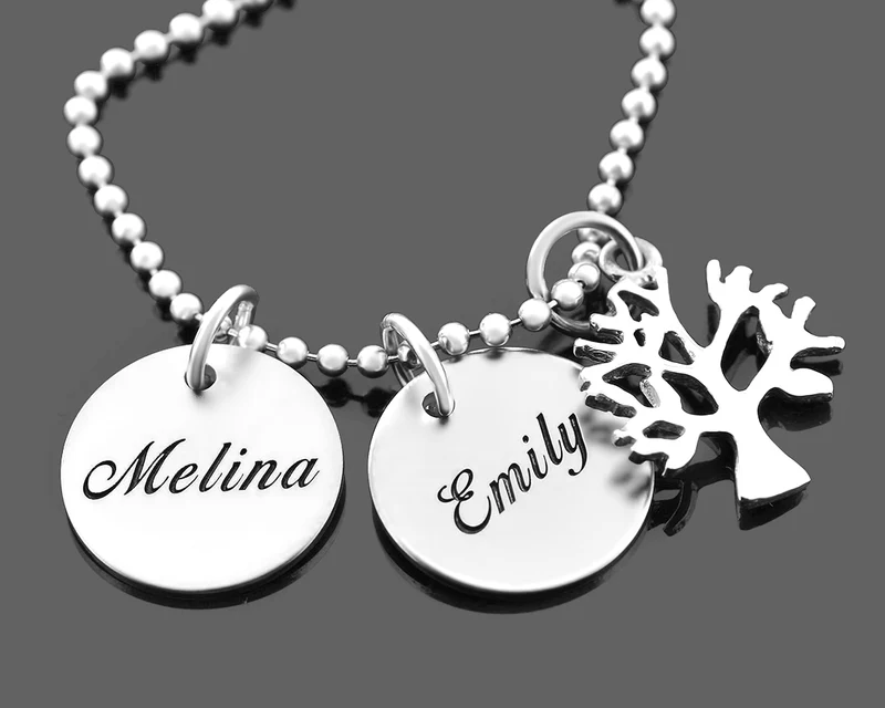 NAMENSKETTE SILBER SILBERSCHMUCK DAMEN KETTE MIT GRAVUR 925 SILBER SCHMUCK GEBURT