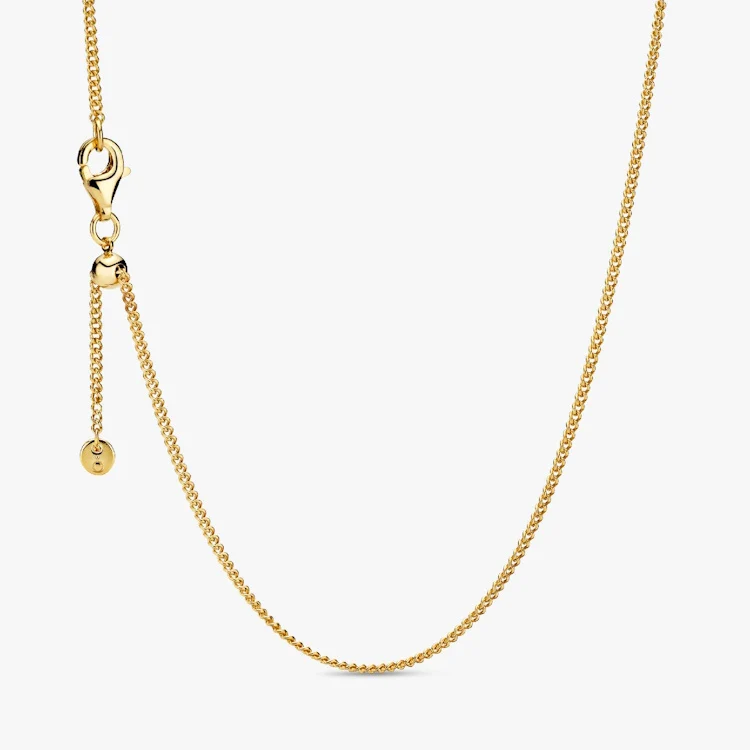 Gold Curb Chain Necklace, 60cm