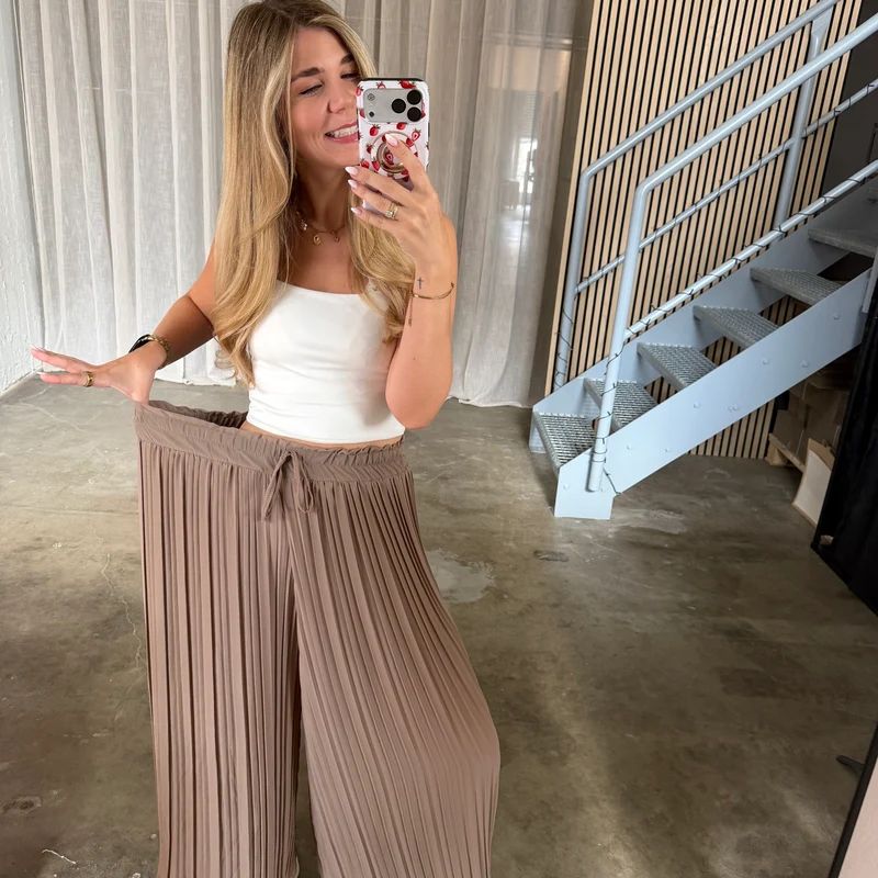 Plissee Hose - Taupe