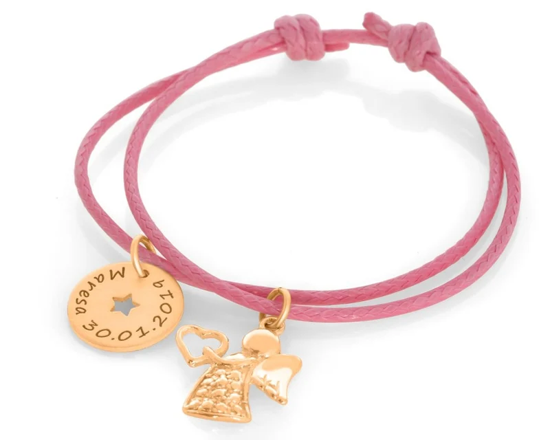 ARMNBAND KINDERNAME GESCHENK TAUFE GRAVUR ARMBAND ROSÉ VERGOLDET