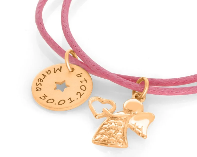 ARMNBAND KINDERNAME GESCHENK TAUFE GRAVUR ARMBAND ROSÉ VERGOLDET