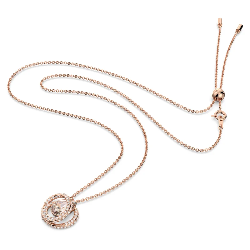 Generation Pendant Necklace with White Crystal in Rose Gold