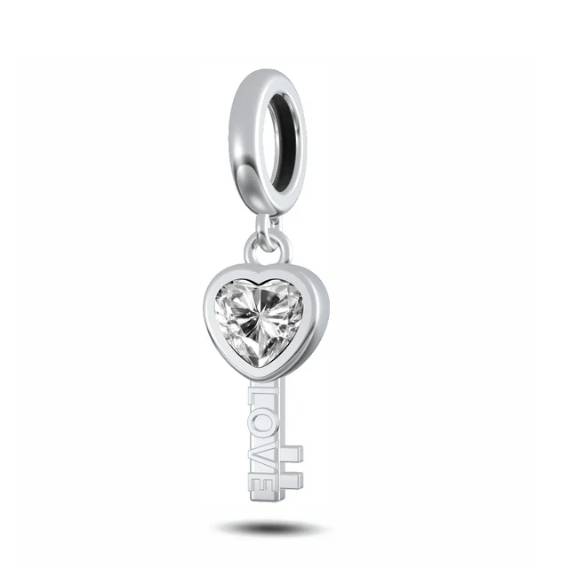 The Key To My Heart Dangle Charm | CZ
