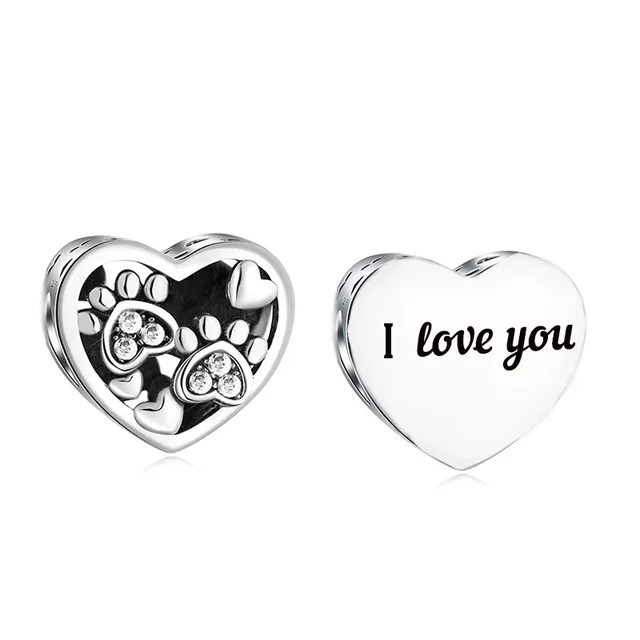 "I Love You" Paws Heart Charm | CZ