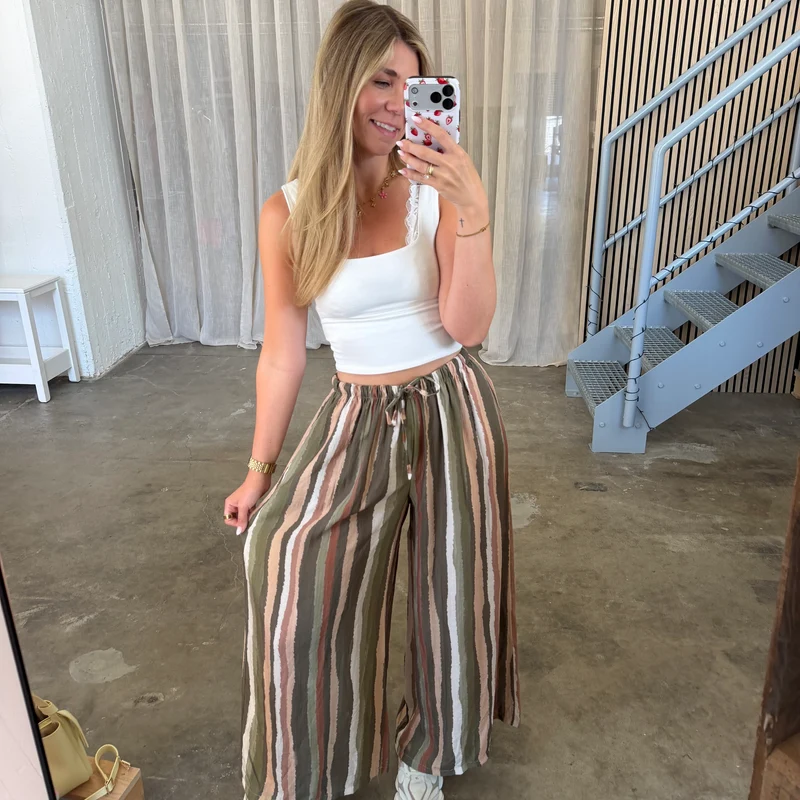 Amalfi Hose Stripes - Grün