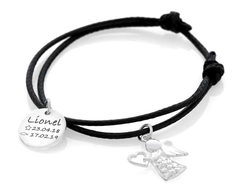 ARMBAND ZUR TAUFE GRAVUR NAME GESCHENK PATENKIND SILBER