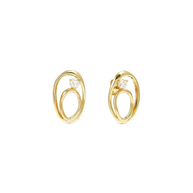 My Rebel Art Earrings in Gold with Oval CZ