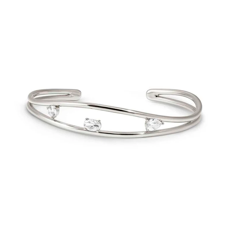 My Rebel Art Small Bangle in Silver with Oval CZ