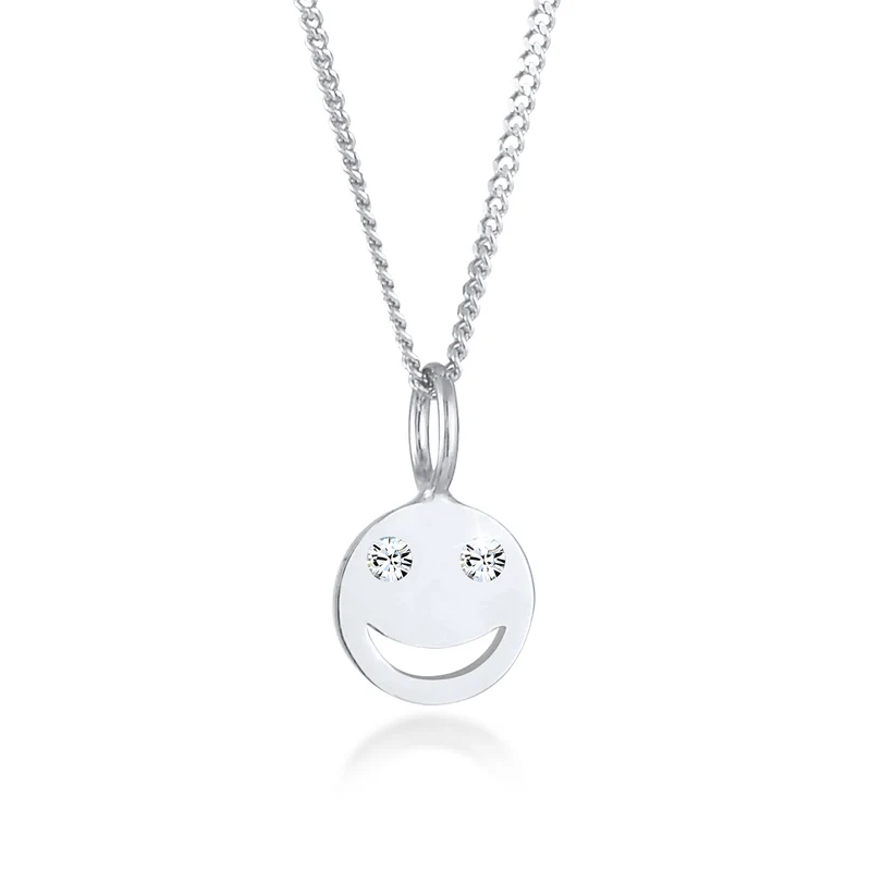 Halskette mit Smiling Face | Mit Kristallen von Swarovski® (Weiß)