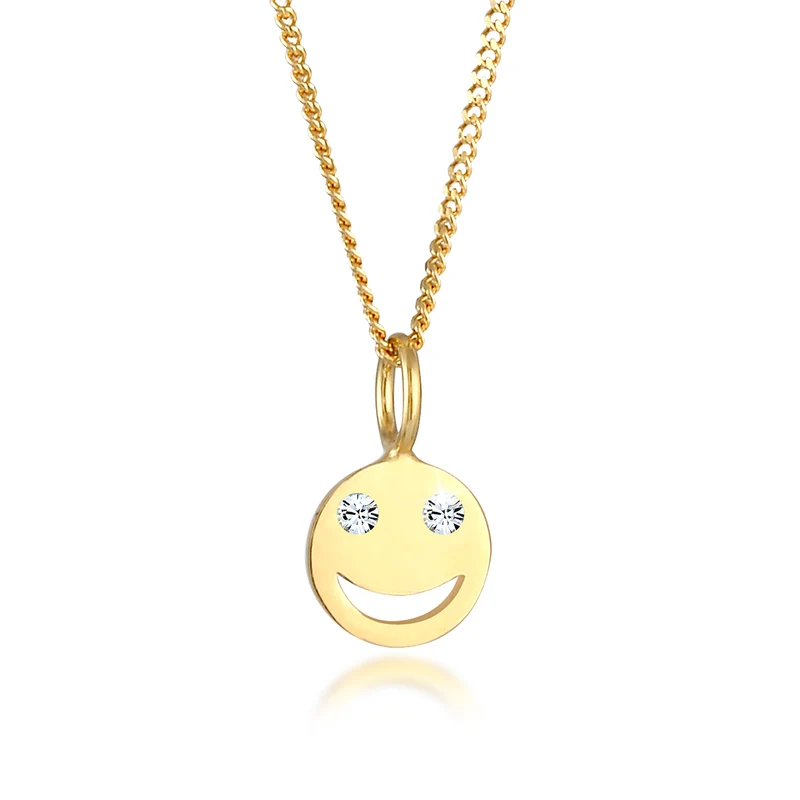 Halskette mit Smiling Face | Mit Kristallen von Swarovski® (Weiß)