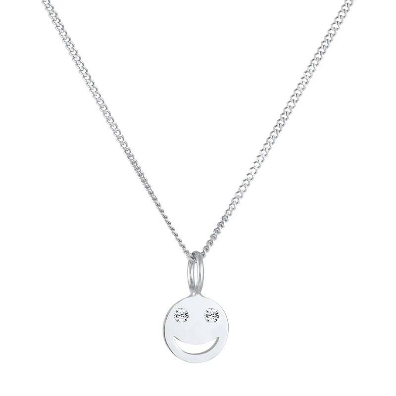 Halskette mit Smiling Face | Mit Kristallen von Swarovski® (Weiß)