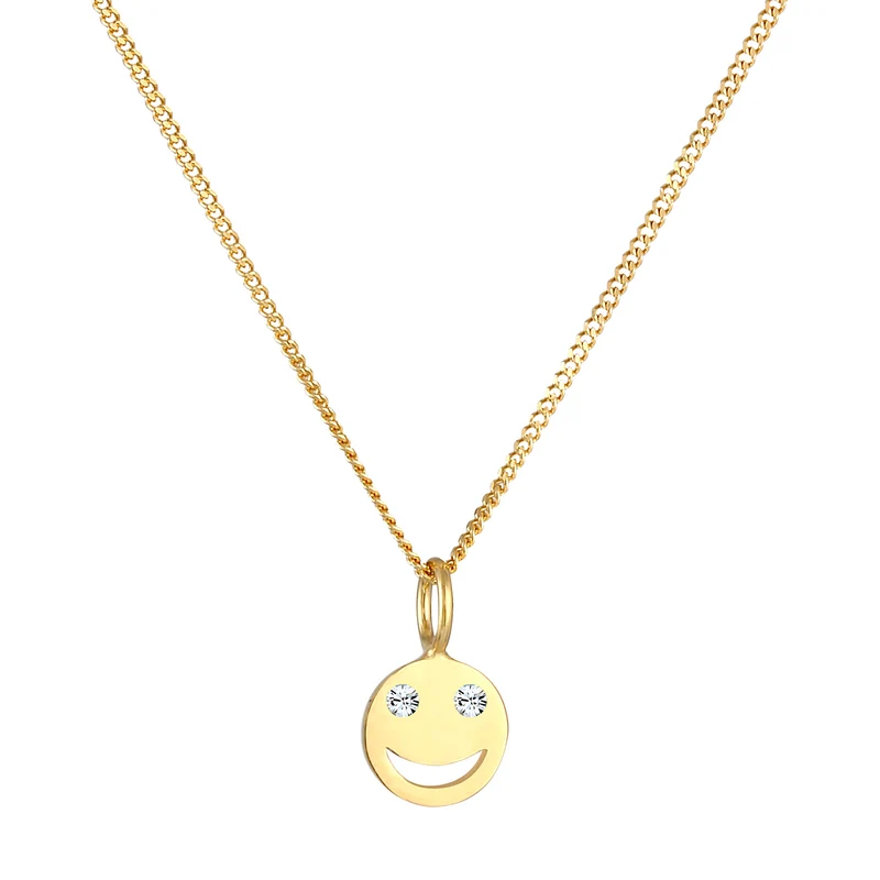 Halskette mit Smiling Face | Mit Kristallen von Swarovski® (Weiß)