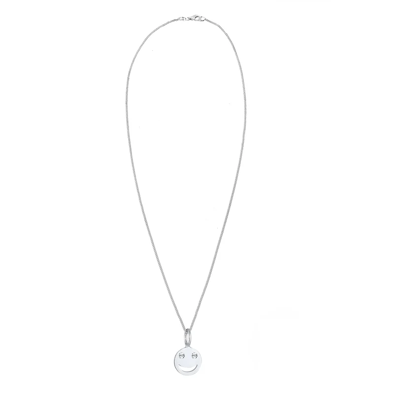 Halskette mit Smiling Face | Mit Kristallen von Swarovski® (Weiß)
