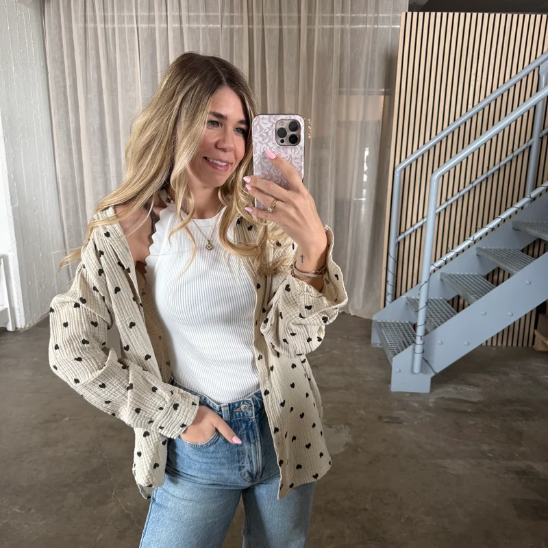 Musselinbluse Hearts - Beige