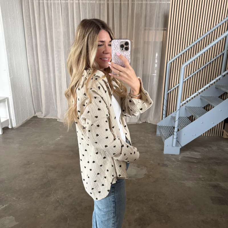 Musselinbluse Hearts - Beige