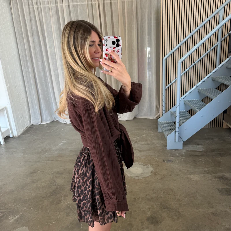 Oversize Musselinbluse - Espresso