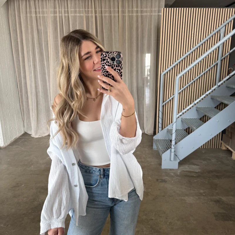 Oversize Musselinbluse - Weiß