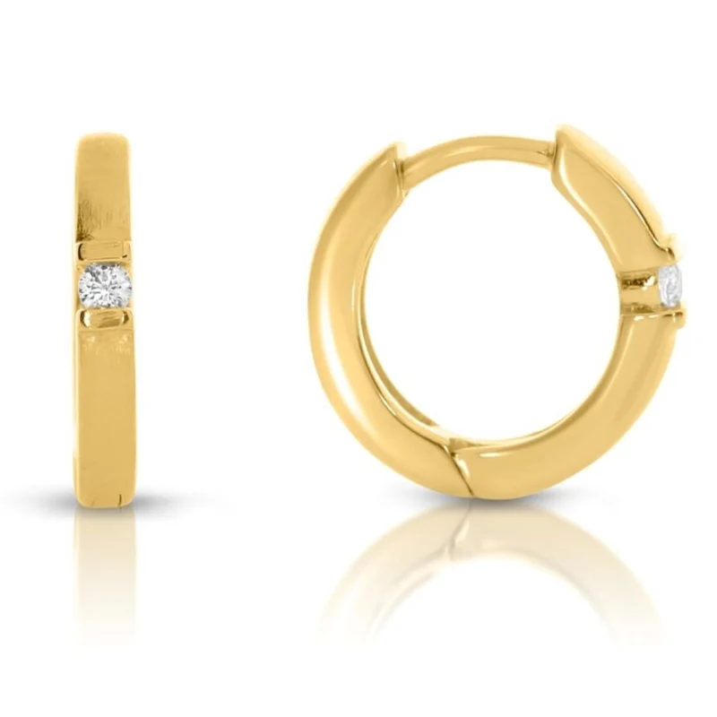 DAMEN CREOLEN 925 STERLING SILBER VERGOLDET ZIRKONIA STEIN