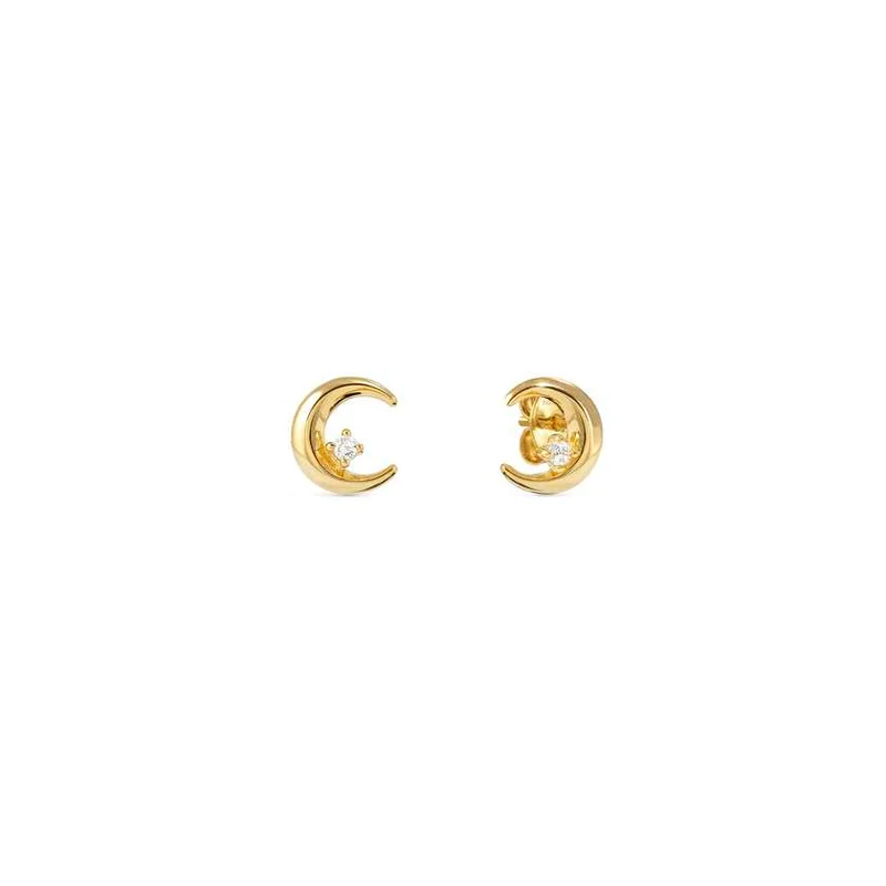 Dreams Beats Moon Earrings in Gold with CZ