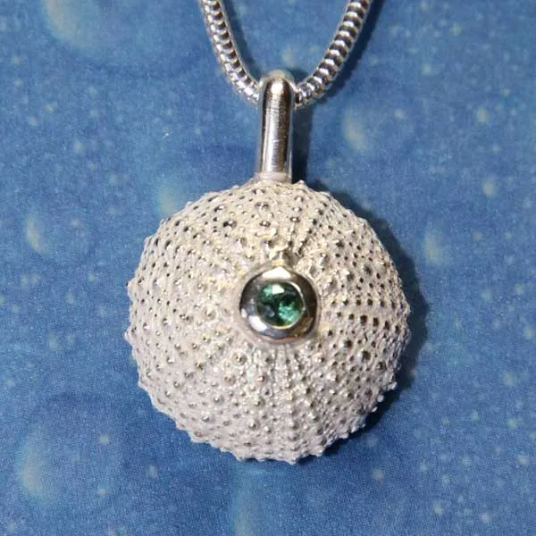 Silber Seeigel Schmuck Anhänger Turmalin