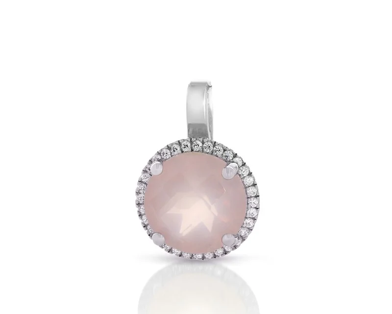 ROSENQUARZ ANHÄNGER SILBER ZIRKONIA DAMENSCHMUCK