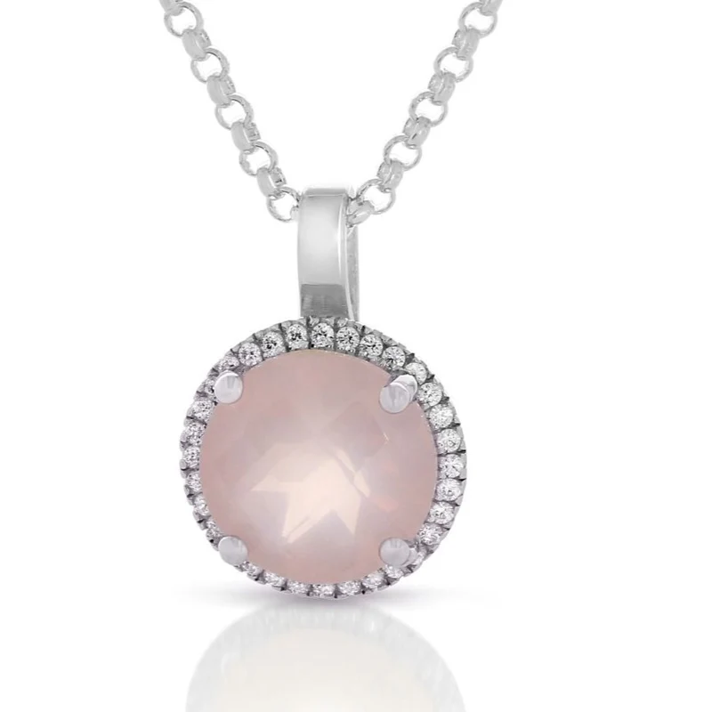 KETTE ANHÄNGER SILBER MIT QUARZ STEIN ZIRKONIA DAMENSCHMUCK