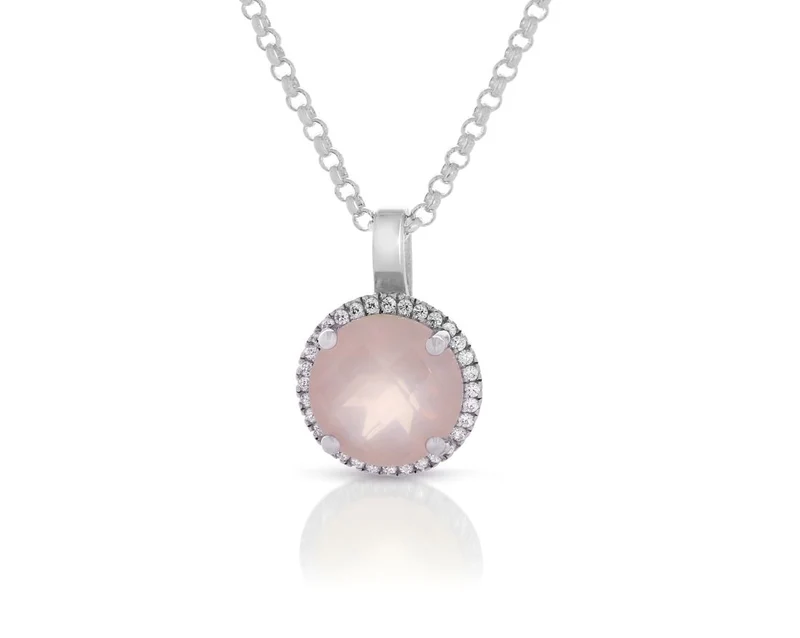 KETTE ANHÄNGER SILBER MIT QUARZ STEIN ZIRKONIA DAMENSCHMUCK