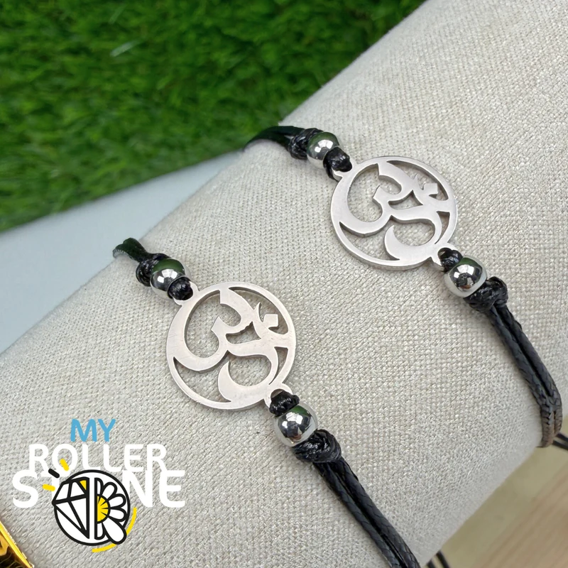 Aum Verstellbares Kordelarmband – Edelstahl