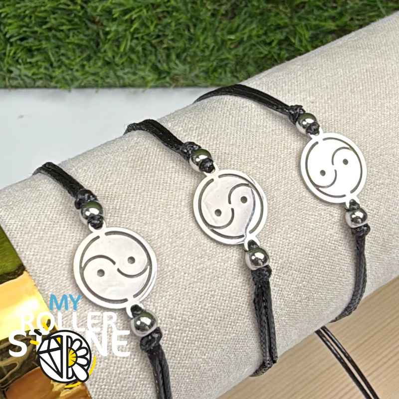 Verstellbares Yin-Yang-Armband mit Kordel – Edelstahl