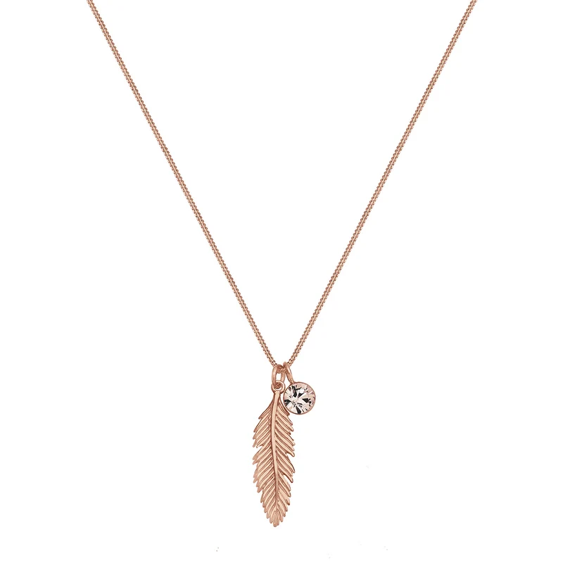 Halskette Feder | Mit Kristallen von Swarovski® (Weiß)