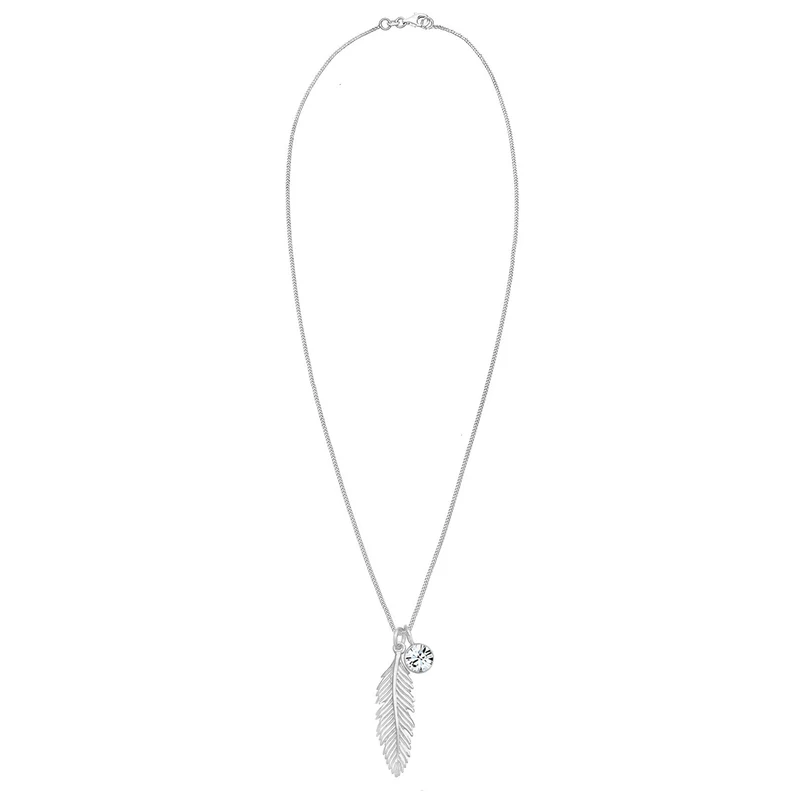 Halskette Feder | Mit Kristallen von Swarovski® (Weiß)