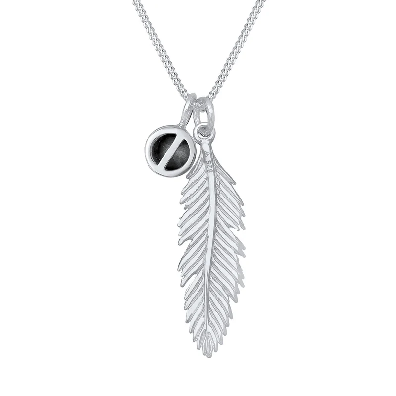 Halskette Feder | Mit Kristallen von Swarovski® (Weiß)