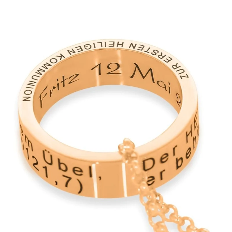 NAMENSKETTE KOMMUNION MÄDCHEN ROSÉGOLD KETTE RING GRAVUR GESCHENK TOCHTER