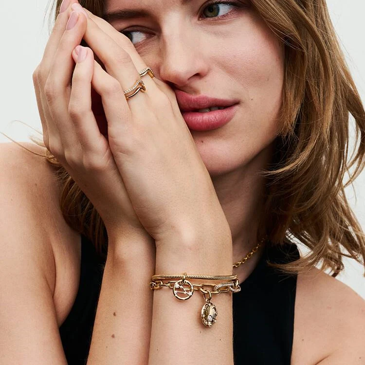 Moments Gold Snake Chain Bracelet, 19cm