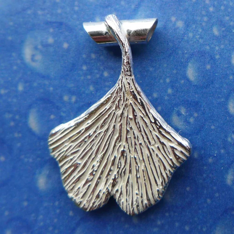 Silber Ginkgo Blatt Anhänger xs