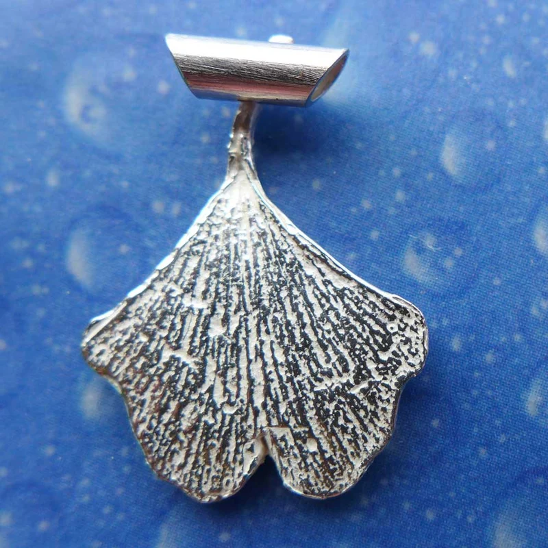 Silber Ginkgo Blatt Anhänger xs