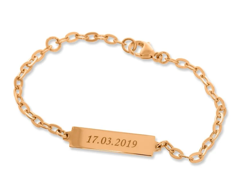 BABYARMBAND GRAVUR ROSÉ VERGOLDET, KINDERSCHMUCK
