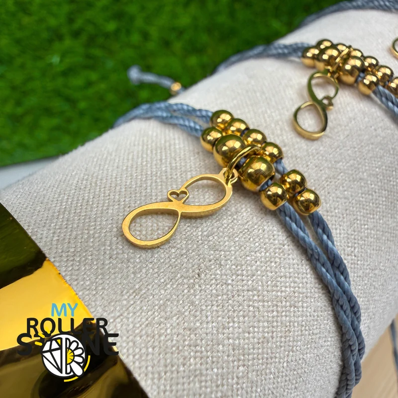 Verstellbares Infinity-Armband, gewachste Kordel, Edelstahl
