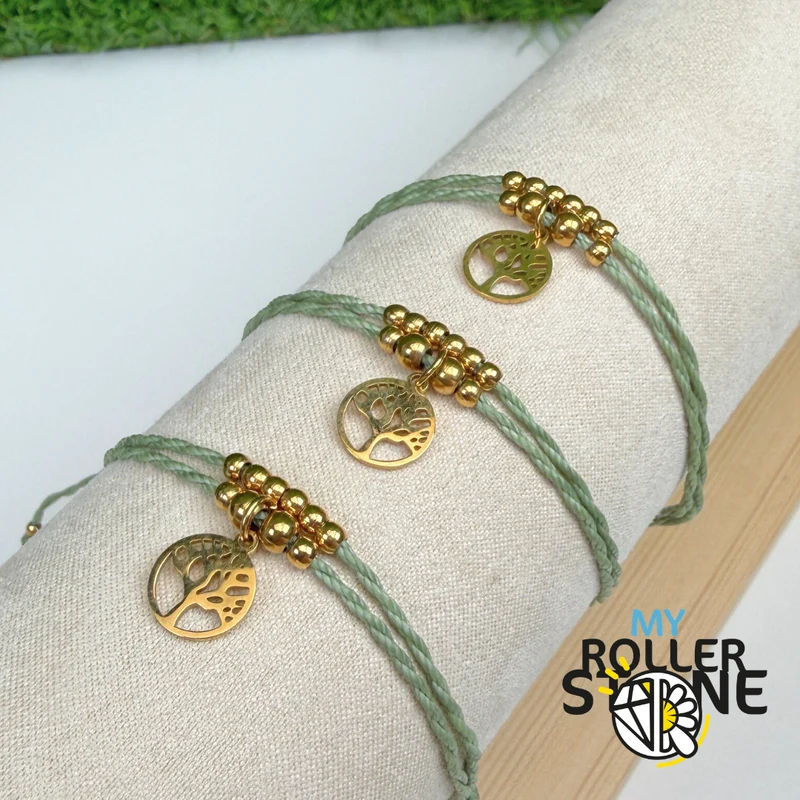 Verstellbares Lebensbaum-Armband aus Edelstahl