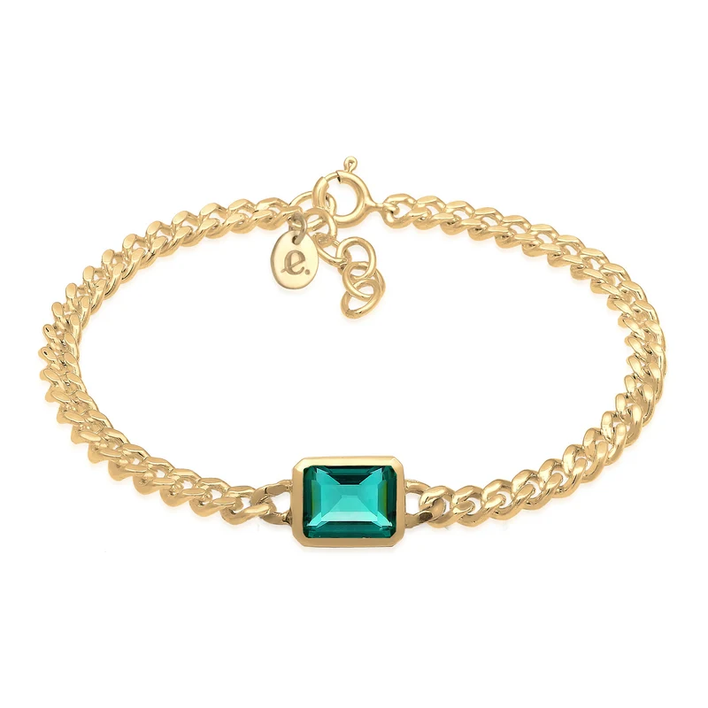 Green Quartz Octagon Curb Chain Halskette & Armband Schmuck Set