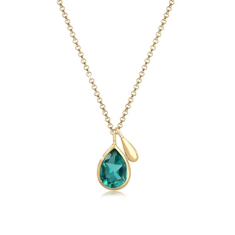 Drop Green Quartz Tearpdrop Halskette & Ohrringe Schmuck Set