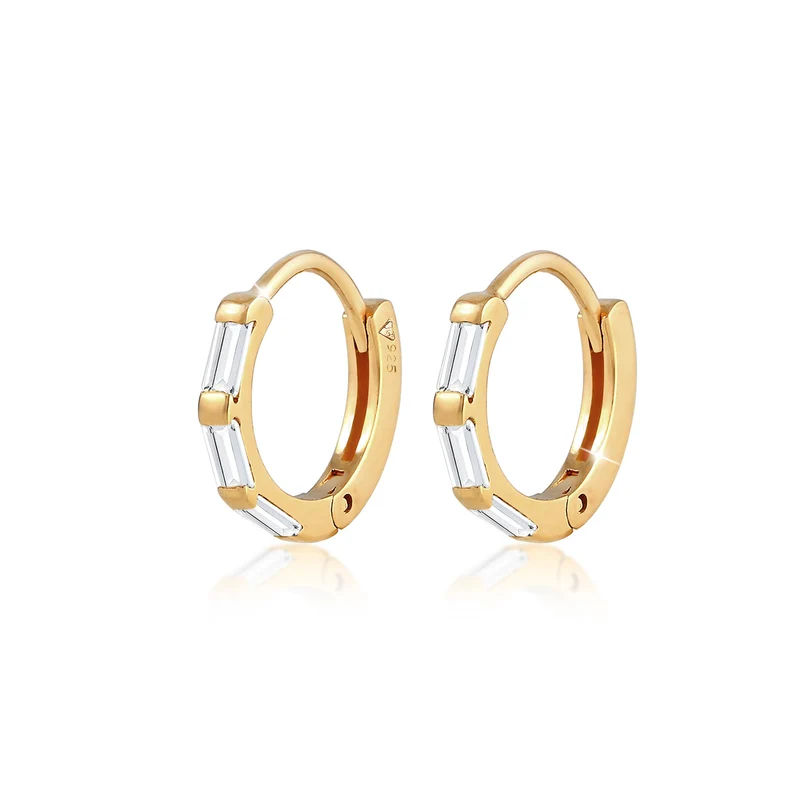 White Topaz Baguette Gem Creolen & Anhänger Ohrringe Schmuck Set