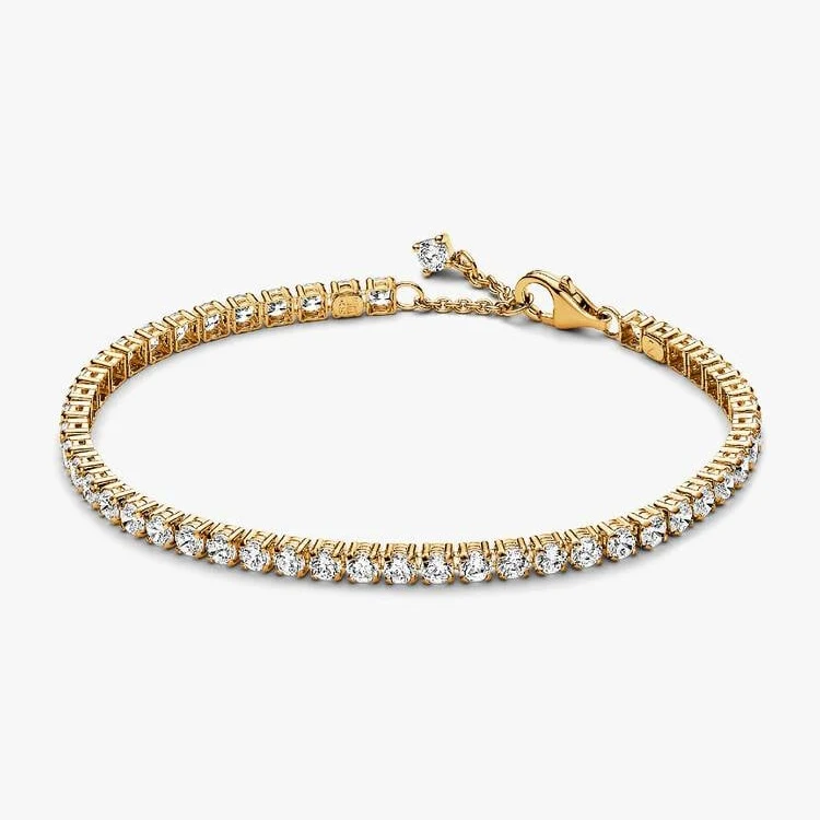 Gold Sparkling Tennis Bracelet, Size 16cm