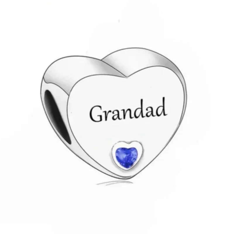 "Grandad" Engraved Heart Charm | CZ
