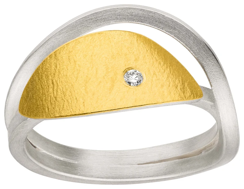 925er Silber Ring feingoldbelegt MANU R1391BR